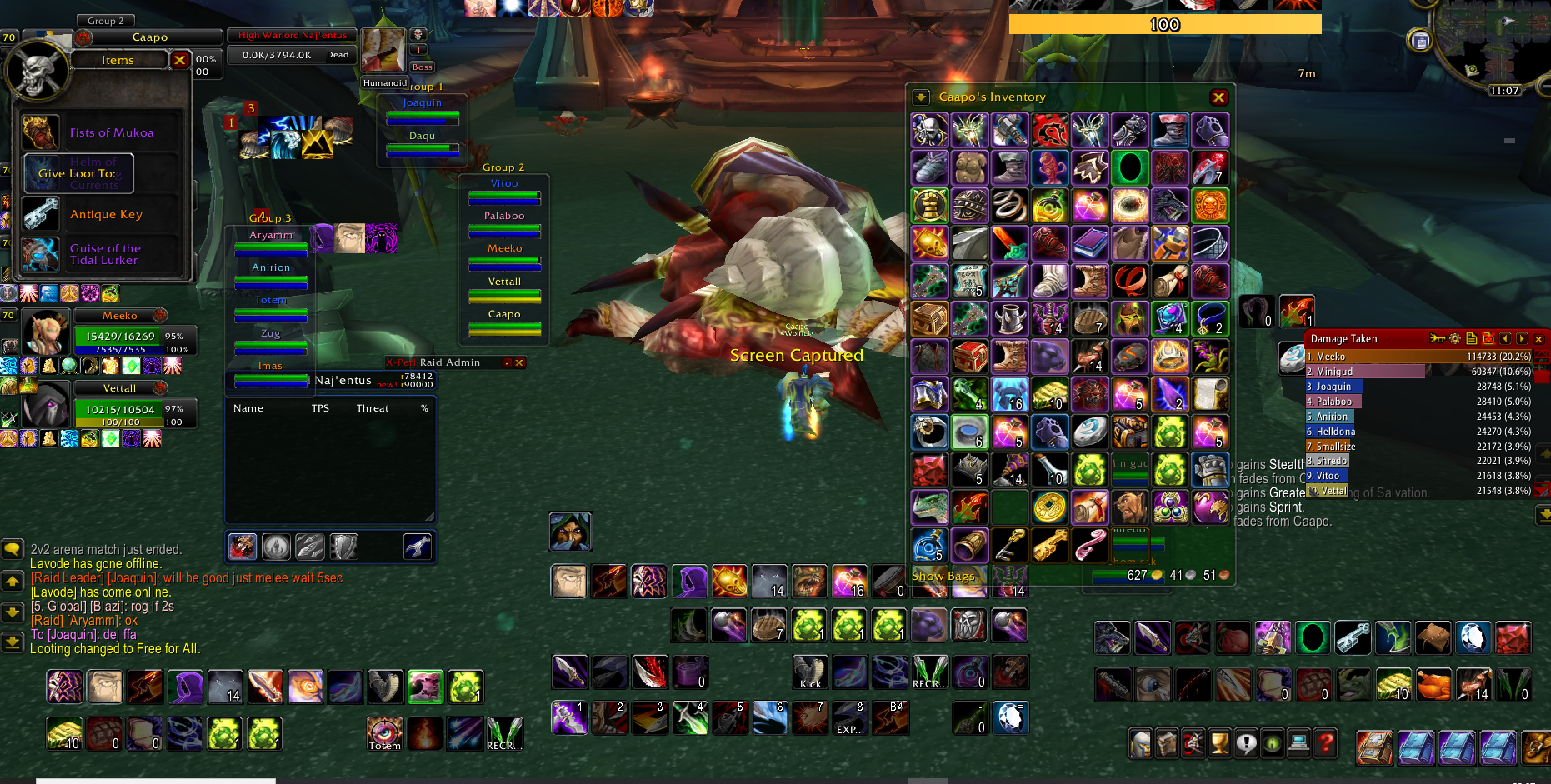 Подробнее о "Najentus - LOOT BUG after relog"